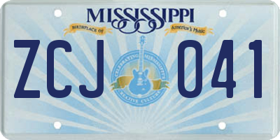 MS license plate ZCJ041