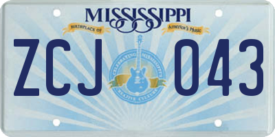 MS license plate ZCJ043