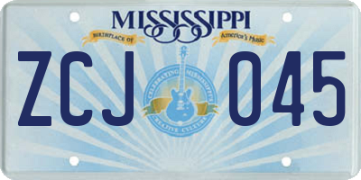 MS license plate ZCJ045