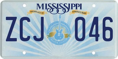 MS license plate ZCJ046