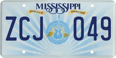 MS license plate ZCJ049