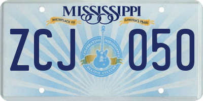 MS license plate ZCJ050