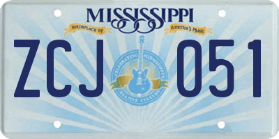 MS license plate ZCJ051