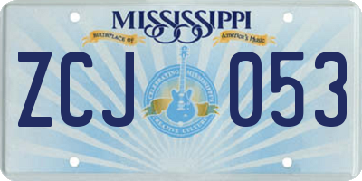 MS license plate ZCJ053