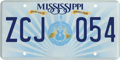 MS license plate ZCJ054