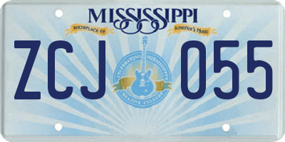 MS license plate ZCJ055