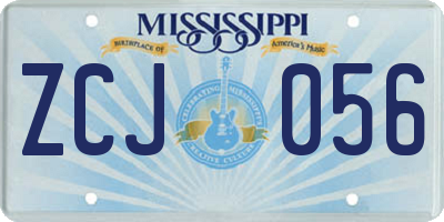 MS license plate ZCJ056