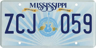 MS license plate ZCJ059