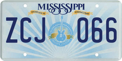 MS license plate ZCJ066