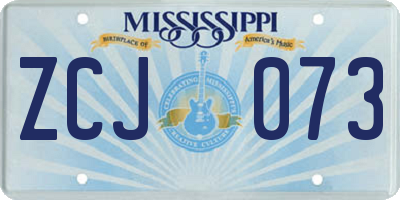 MS license plate ZCJ073