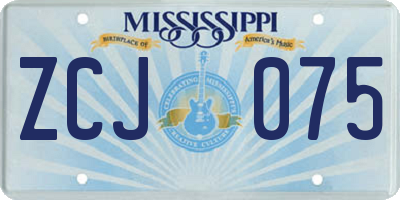 MS license plate ZCJ075