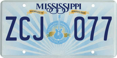 MS license plate ZCJ077