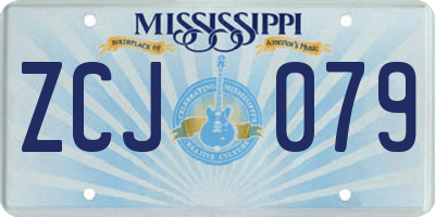 MS license plate ZCJ079