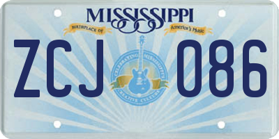 MS license plate ZCJ086