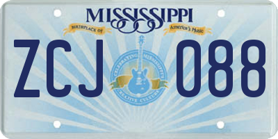 MS license plate ZCJ088