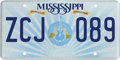 MS license plate ZCJ089