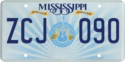 MS license plate ZCJ090