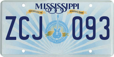 MS license plate ZCJ093