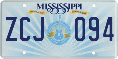 MS license plate ZCJ094