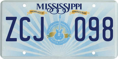 MS license plate ZCJ098