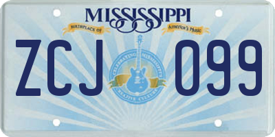 MS license plate ZCJ099