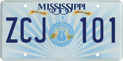 MS license plate ZCJ101