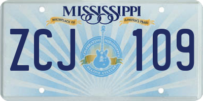 MS license plate ZCJ109