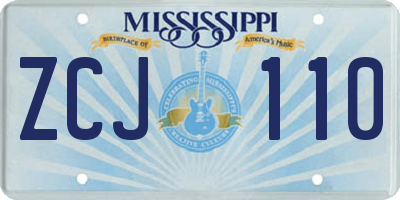 MS license plate ZCJ110