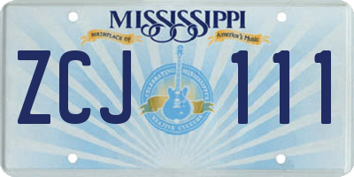 MS license plate ZCJ111