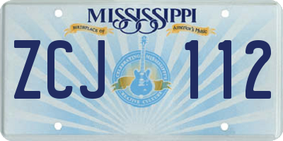 MS license plate ZCJ112