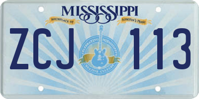 MS license plate ZCJ113