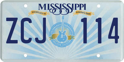 MS license plate ZCJ114