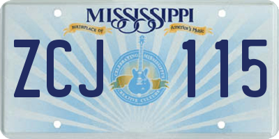 MS license plate ZCJ115