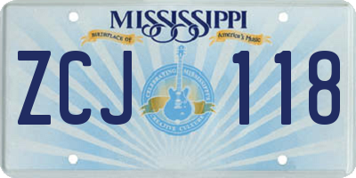 MS license plate ZCJ118