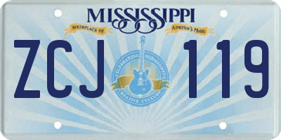 MS license plate ZCJ119