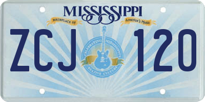 MS license plate ZCJ120
