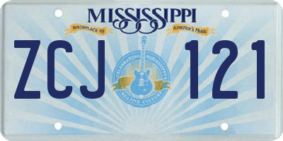 MS license plate ZCJ121