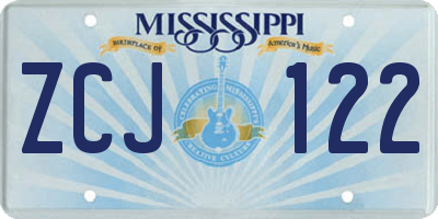 MS license plate ZCJ122
