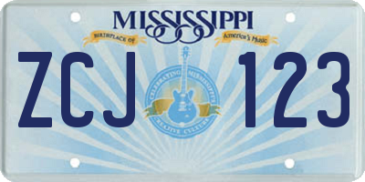 MS license plate ZCJ123