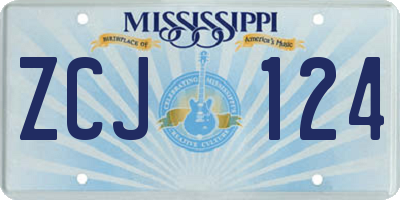 MS license plate ZCJ124