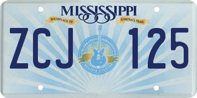 MS license plate ZCJ125