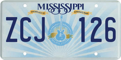 MS license plate ZCJ126