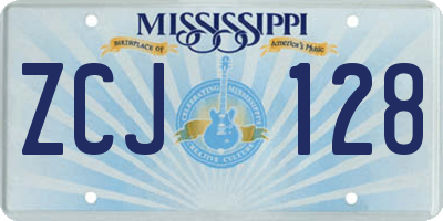 MS license plate ZCJ128