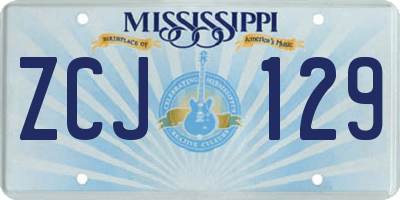 MS license plate ZCJ129