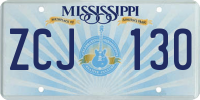 MS license plate ZCJ130