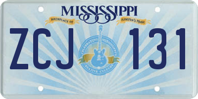MS license plate ZCJ131