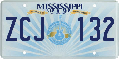 MS license plate ZCJ132