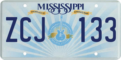 MS license plate ZCJ133