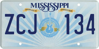 MS license plate ZCJ134