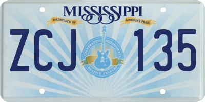 MS license plate ZCJ135